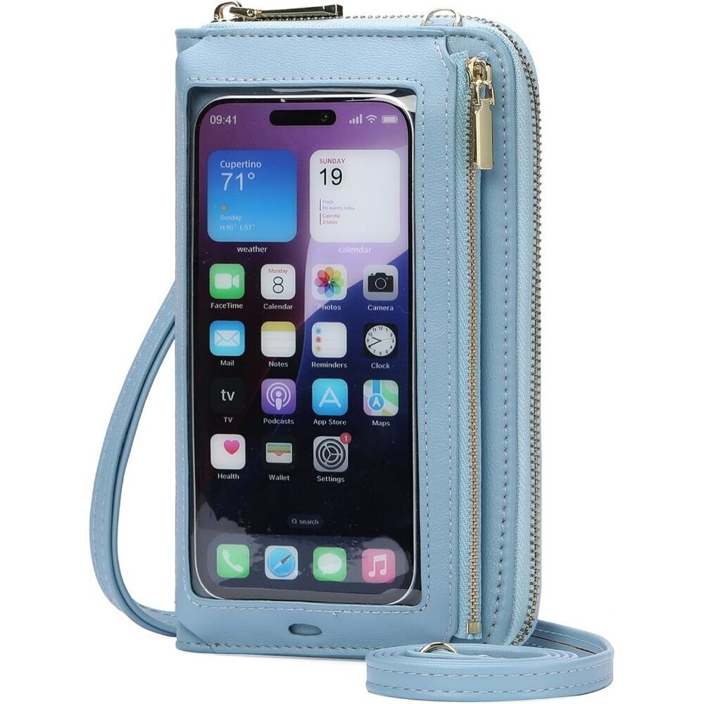 Women Blue Phone Purse Crossbody Bags For Small Travel Wallet Touch Screen